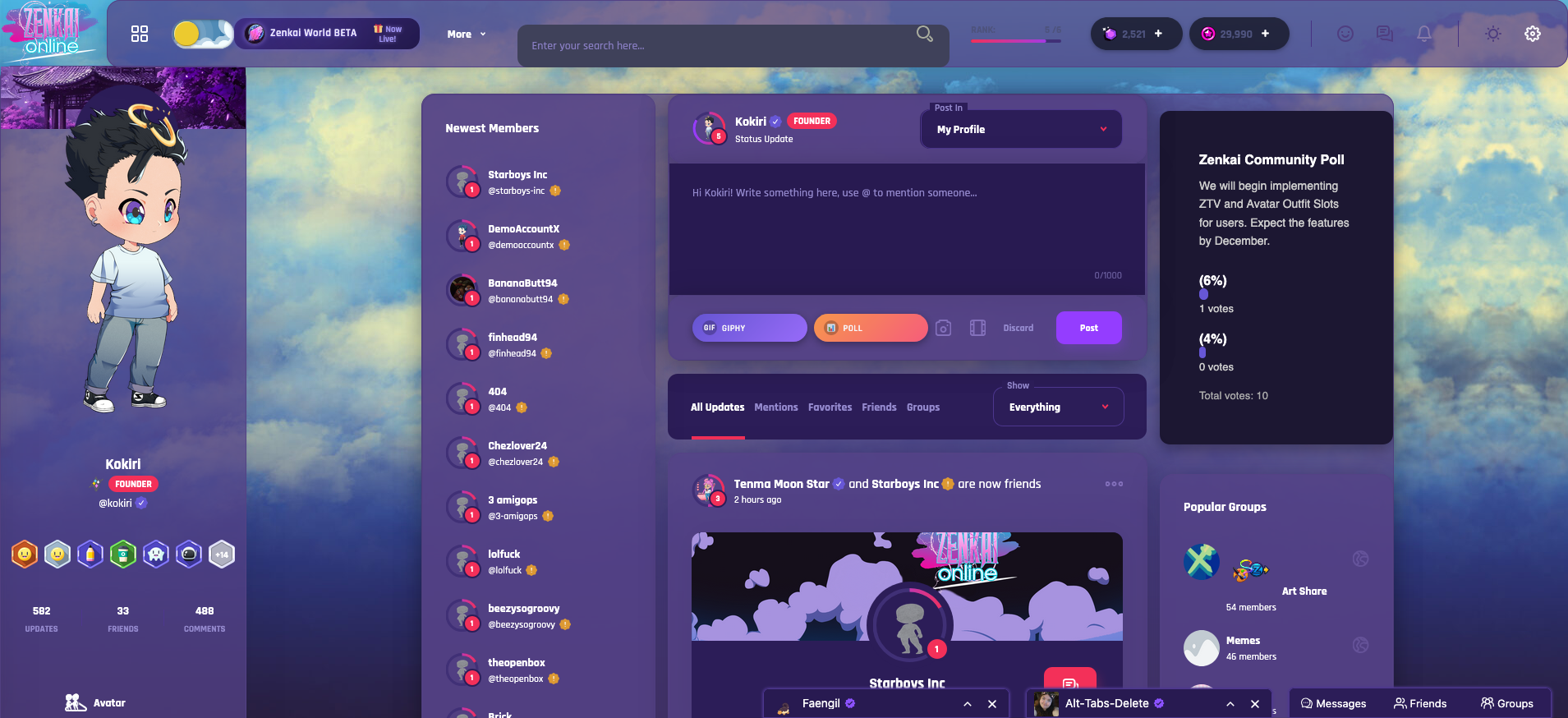Zenkai Online social dashboard