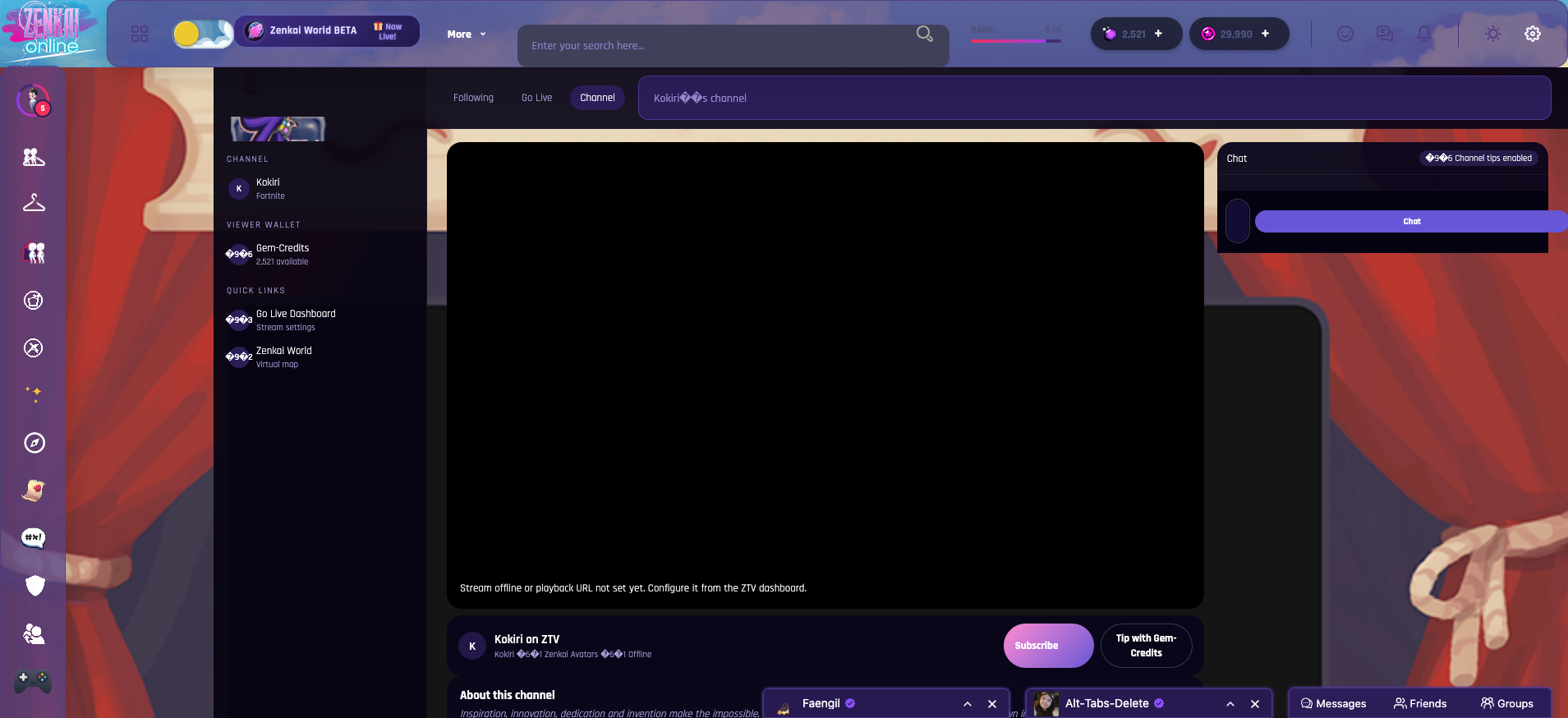 ZTV streaming channel interface